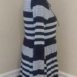 Modcloth NEW Fervour Black & Gray Striped Jersey Knit Long Sleeve Lace-Up Dress Photo 3