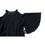 Adrianna Papell NWT Cold Shoulder in Black Flutter Crepe Sheath Dress 16W Photo 7