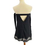 l*space Mini Dress or Swim Coverup Black Floral Embroidered Bow Straps Size XS Photo 2