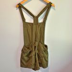 Free People  Green Linen Blend Expedition Shortalls - size Medium Photo 2