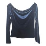 BCBGMAXAZRIA  Blue Velvet Off The Shoulder Top Holiday Party Size Medium Photo 0