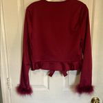 Love Fire Maroon Feather Cuff Blazer Red Size L Photo 4