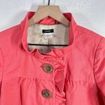 J.Crew  Ruffle Jacket Cropped 3/4 Sleeve Button Front Coral Pink Size 6 Statement Photo 3