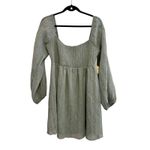 Altar'd State  Long Sleeve Smocked Square Neck Dress‎ Sage Green Size S NEW Photo 1