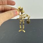 Danecraft Skeleton Pin Brooch Brushed Gold Dangle Halloween Moving Dancing Photo 6