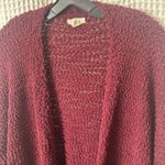 cupio  Long Cardigan Textured Popcorn Maroon Red Long Sleeve Pockets Open Medium Photo 2