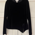Soft Surroundings VTG Black Velvet Blouse Asymmetrical Hem Rosette Plus Size 1X Photo 0