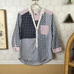 HD in Paris  from Anthropologie Blue & Pink Geometric Patchwork Shirt - Size - 4 Photo 0