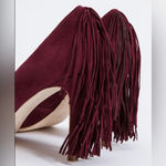 Loeffler Randall women’s suede fringe trim accent d’orsay maroon size 7.5B Photo 2