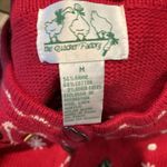 Quacker Factory  Sweater VTG Cardigan Christmas‎ Snowman Red Holiday Knit Medium Photo 2