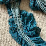 Cejon Teal Ruffled Fashion Scarf Gold Thread Double Layer Soft Stretchy Blue Photo 4