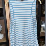 LAKE Pajamas pima cotton tank top striped sky scoop long line sleeveless top Blue Size L Photo 3