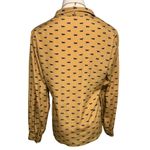 Vintage Windsmoor dragon fox print secretary blouse gold navy blue size XS/S Photo 3