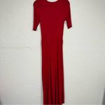 Bordeaux  Red Half Sleeve Bodycon Midi Dress Women’s M Stretch Casual Summer Photo 8