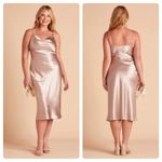 Birdy Grey ‎ Lisa Shiny Satin Cowl Neck Sleeveless Midi Dress in Taupe Sz L NEW Photo 1