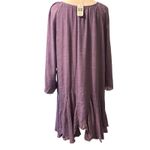 Indigo Soul NWT 2XL Shark Bite Hem Gauze Tunic Grape Flutter Hem Reglan Sleeve Purple Size XXL Photo 3