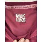 Muk Luks Velour Sweatshirt Burgundy Pullover Raglan Sleeve Women Size M Purple Size M Photo 1