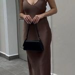 ZARA dress midi maxi satin wedding chocolate brown party cocktail Photo 8