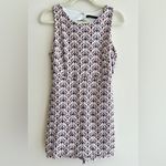 ZARA  Geometric Patterned Sleeveless Romper, White and Pink, Size Medium Photo 1