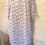 NWT! National 100% Cotton Floral Long Sleeve 5 Button Nightgown Size 3X Red Photo 0