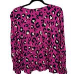 Crown & Ivy Hot Pink Animal Print Leopard Long Sleeve VNeck Blouse Size Small Photo 3