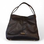 Anne Klein Black Faux Leather Hobo Bag Polka Dot Lining Photo 0