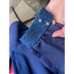 dress high neck long sleeve beaded blue knee length blue Size M Photo 11