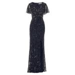 Mac Duggal Sequin Embellished Beaded Faux Wrap Gown Navy Blue Sz 14 NWT 93654 Photo 14