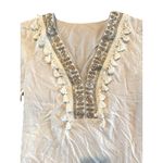 Cupshe NWT Boho Tassel Mini Dress M Cream V-Neck Embroidered Beach Coverup Photo 3