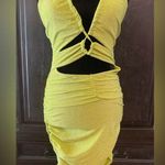 SheIn fluorescent sparkling yellow /green backless dress. Size small Photo 1