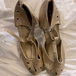 7 gold glitter ankle strap 4” pinup heels Photo 1