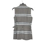 Worth Women Top Zip Up Belted Waist Vest Striped Linen Blend Workwear Tan Size 2 Photo 6