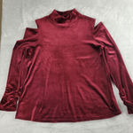 Westbound  Women's Velvet Top Blouse Cold Shoulder Long Sleeve Maroon Size 1X Photo 0