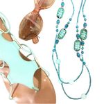 Ocean blue glass beaded double wrap necklace Photo 20