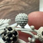 Vintage Hollycraft Berries Berry Branch White Enamel Black Rhinestone Brooch Pin Photo 8