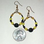 Yellow and Black Boho Beaded Earrings Photo 2