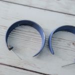 Vintage Stud Earrings Darker Shade of Sky Blue Tone Hoops Photo 4