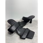 Open Edit  Sandals Size 7.5 Qarly Heeled Black Open Square Toe Slip On Heels Photo 5