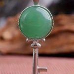 Green Aventurine Natural Stone Key Shaped Pendant Necklace Healing Gemstone Photo 0