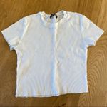 Brandy Melville  Raw Hem Short Sleeve Tee in White Photo 0