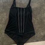 Auden Women's Rhinestone Lingerie Bodysuit - Black Photo 8