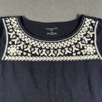 Talbots Shirt Womens SP Petite Navy Embroidered Cap Sleeve Cotton Casual Top Photo 1