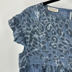 Bellambra Italy Linen Blouse Top Animal Print Leopard summer nautical beach Blue Photo 2