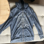 Harley Davidson Reversible Acid Washed and Black Lace Full Zip Biker Hoodie Blue Size XL Photo 3