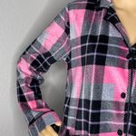 DKNY Plaid Long Sleeved Soft Pajama Top Pink Black White Size Small Photo 1