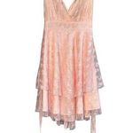 SBerto Lace Tiered Babydoll Mini Dress Fairy Ethereal Women's Small Y2K Ballet Pink Photo 0