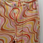 MRKT  Jeans Women LARGE Orange Pink Marble Retro Ziggy Straight Leg High-Rise Photo 4