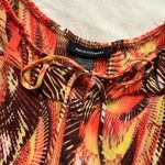 Ashley Stewart Y2K Orange and brown floral print plisse peasant blouse Photo 4