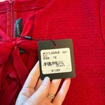 St. John NWT  Women’s Wool Blend Red Lace Up Bow Knit Short Sleeve Dress Size 12 Photo 1