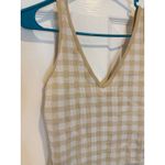 Aura  Gingham Bodysuit Sleeveless V-Neck Casual Cute Tan White‎ Size M/L Photo 1